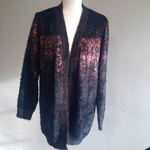 Creation crocheted multicolor eyelash cardigan size XL. Elegant And Soft